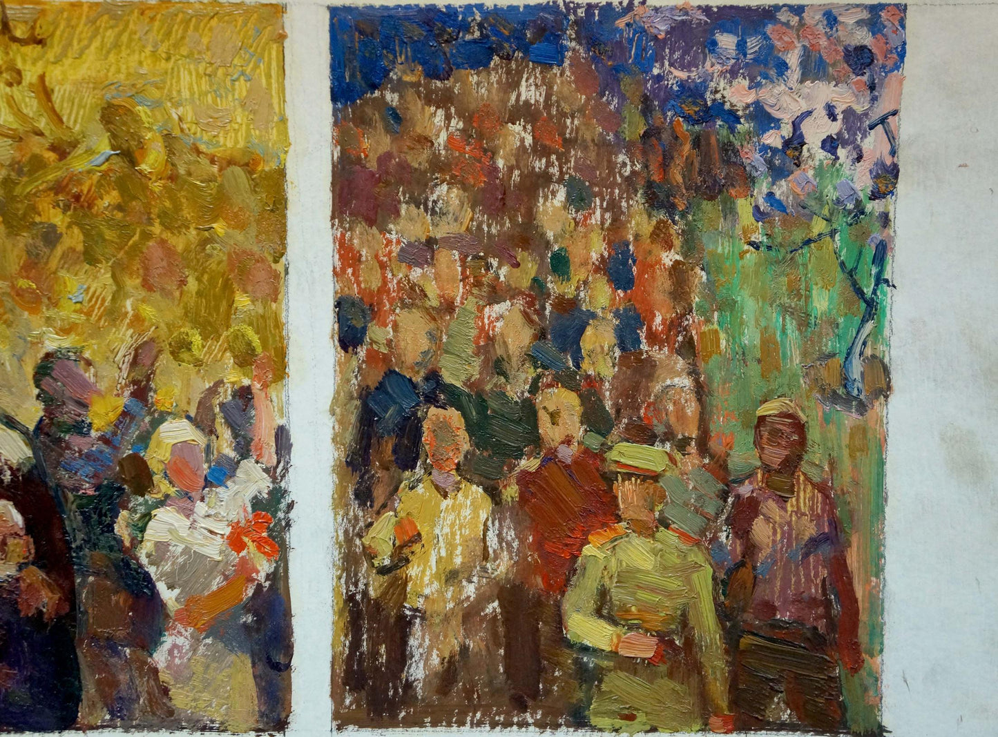 Two impressionistic oil paintings by Konstantin Ivanovich Pokulity For Freedom