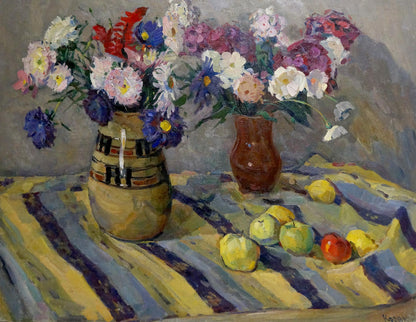 Oil painting Still life by Kosyak Aleksandr Borisovich with ceramic vase and flowers