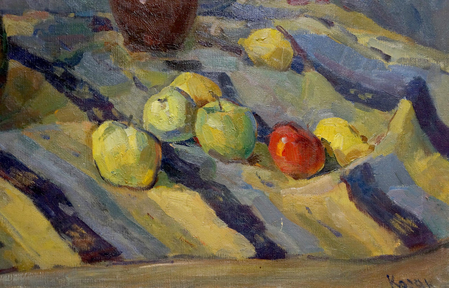 Oil painting Still life by Kosyak Aleksandr Borisovich: apples on cloth