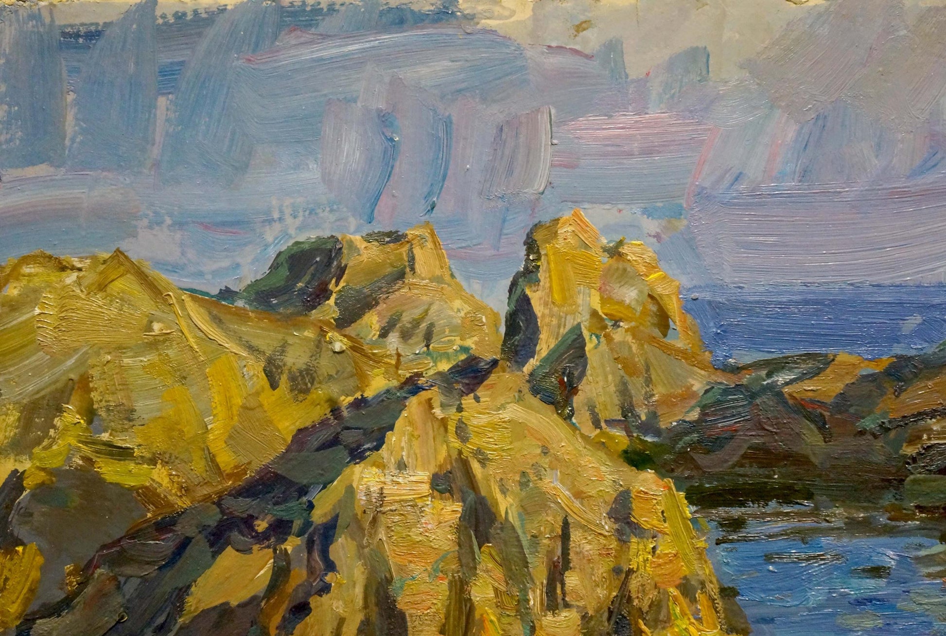 Golden-yellow rocky cliffs oil painting by Olkhov Vladimir Nikolaevich