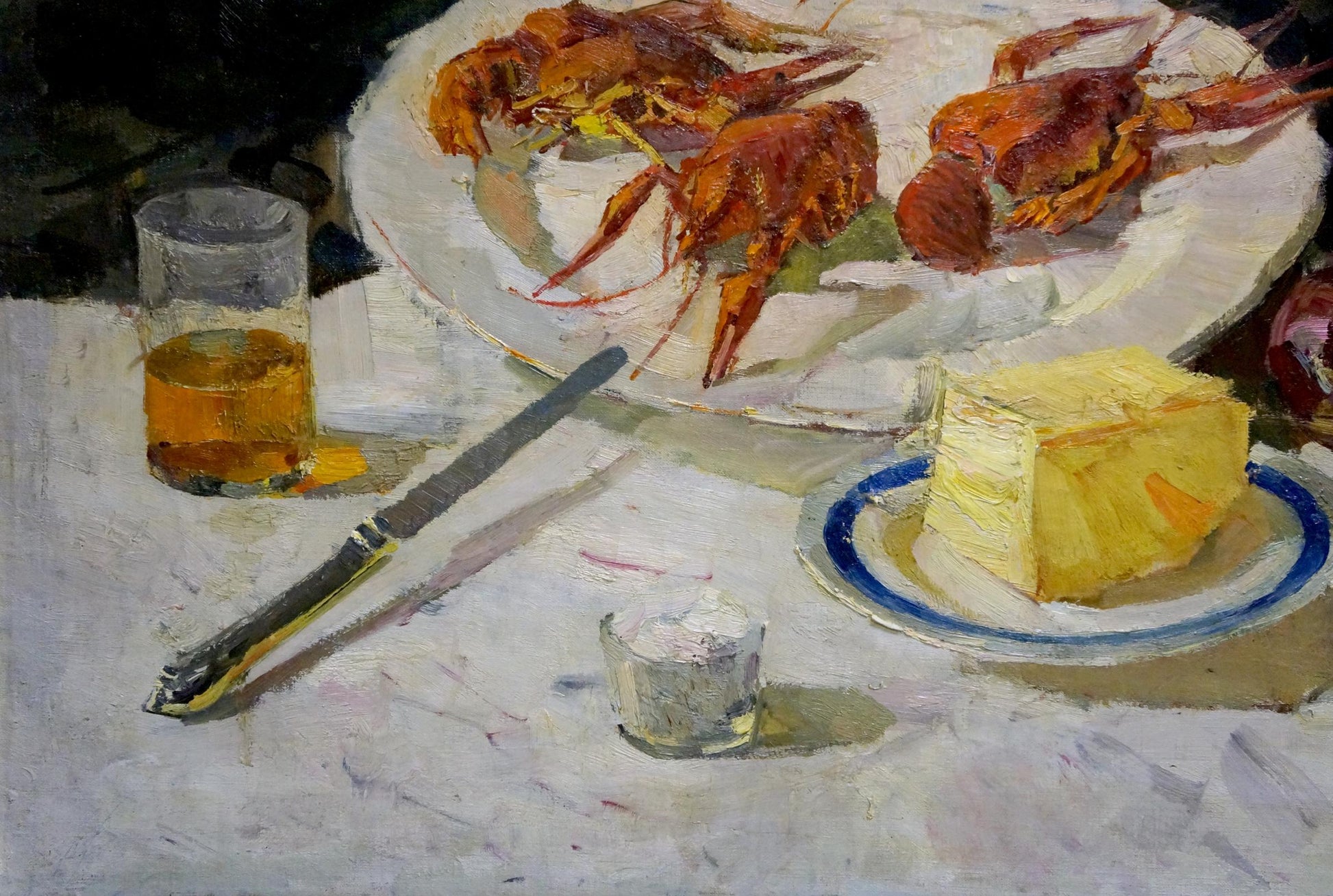 Oil painting of cooked crawfish with butter and beer by Kerzhner Alexander Haskelevich