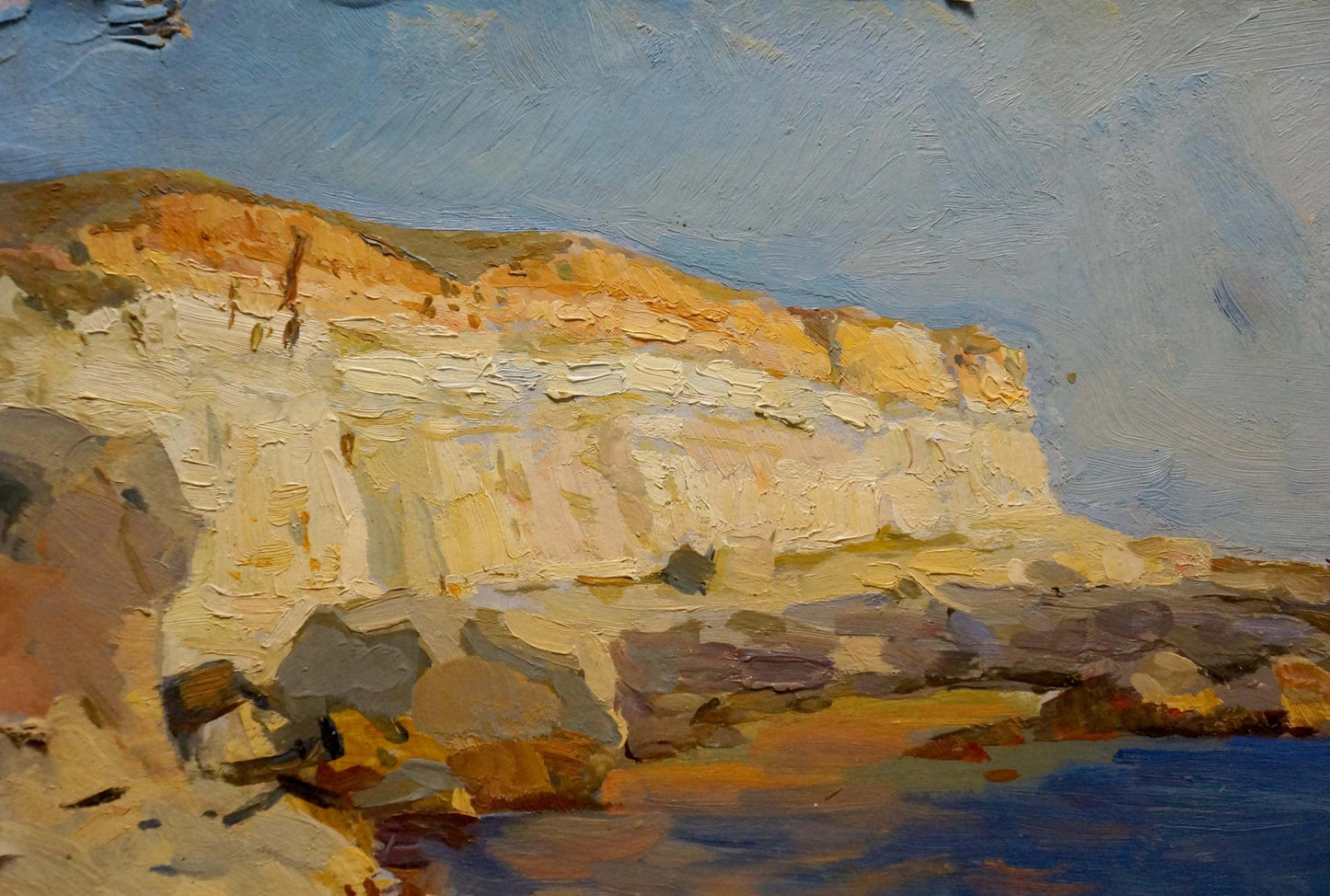 Textured oil painting of coastal cliff by Kobylenkov Mikhail Vasilievich