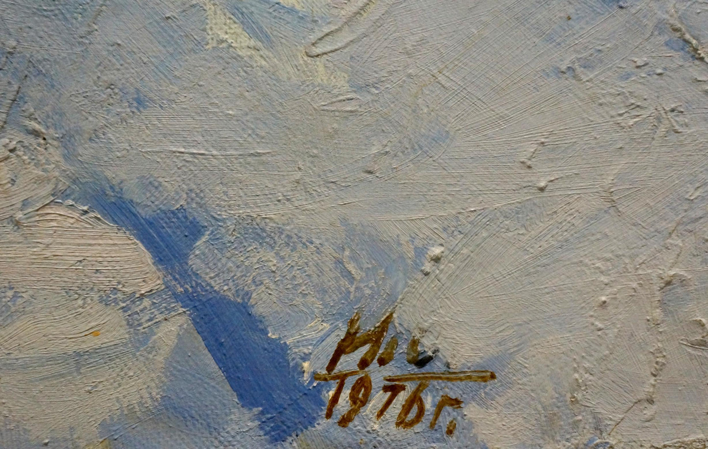 Oil painting Winter landscape Alishevich textured canvas back with signature