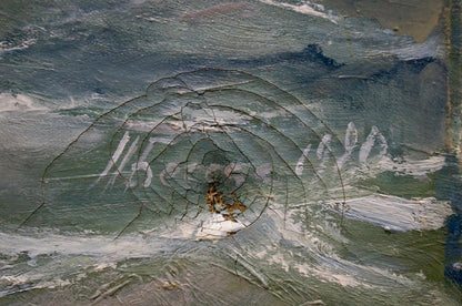 Oil painting Isle Beseda Petr Nikolayevich with green gray concentric patterns