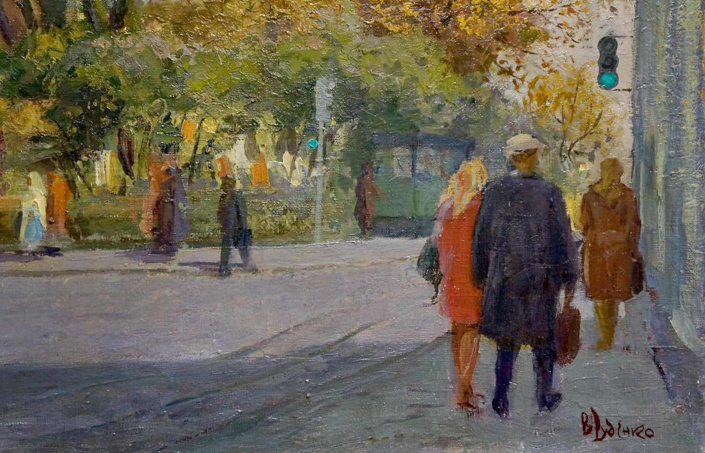 Oil painting of city center street scene by Rudenko Vladimir Mikhailovich
