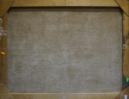 Back of Oil painting City center by Rudenko Vladimir Mikhailovich, beige linen and wood frame