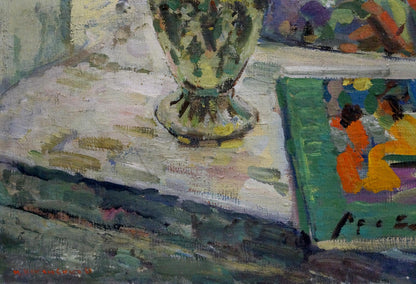 Oil painting Still life by Neklyuenko Nikolay Pavlovich with green yellow vase
