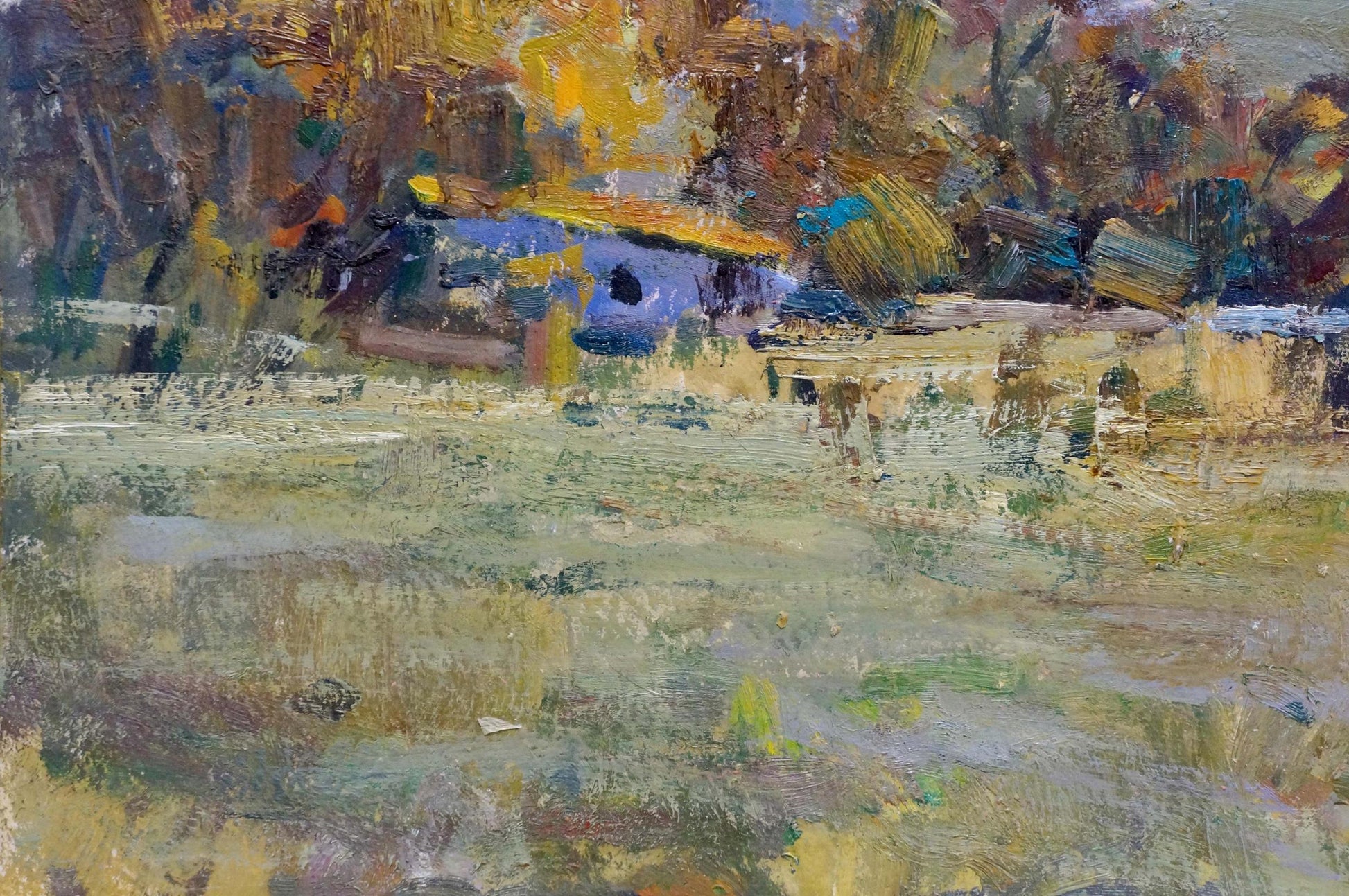 Abstract oil painting of mountain landscape by Stepan Filippovich Golub
