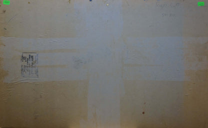 Back of Stepan Filippovich Golub oil painting with faded beige label