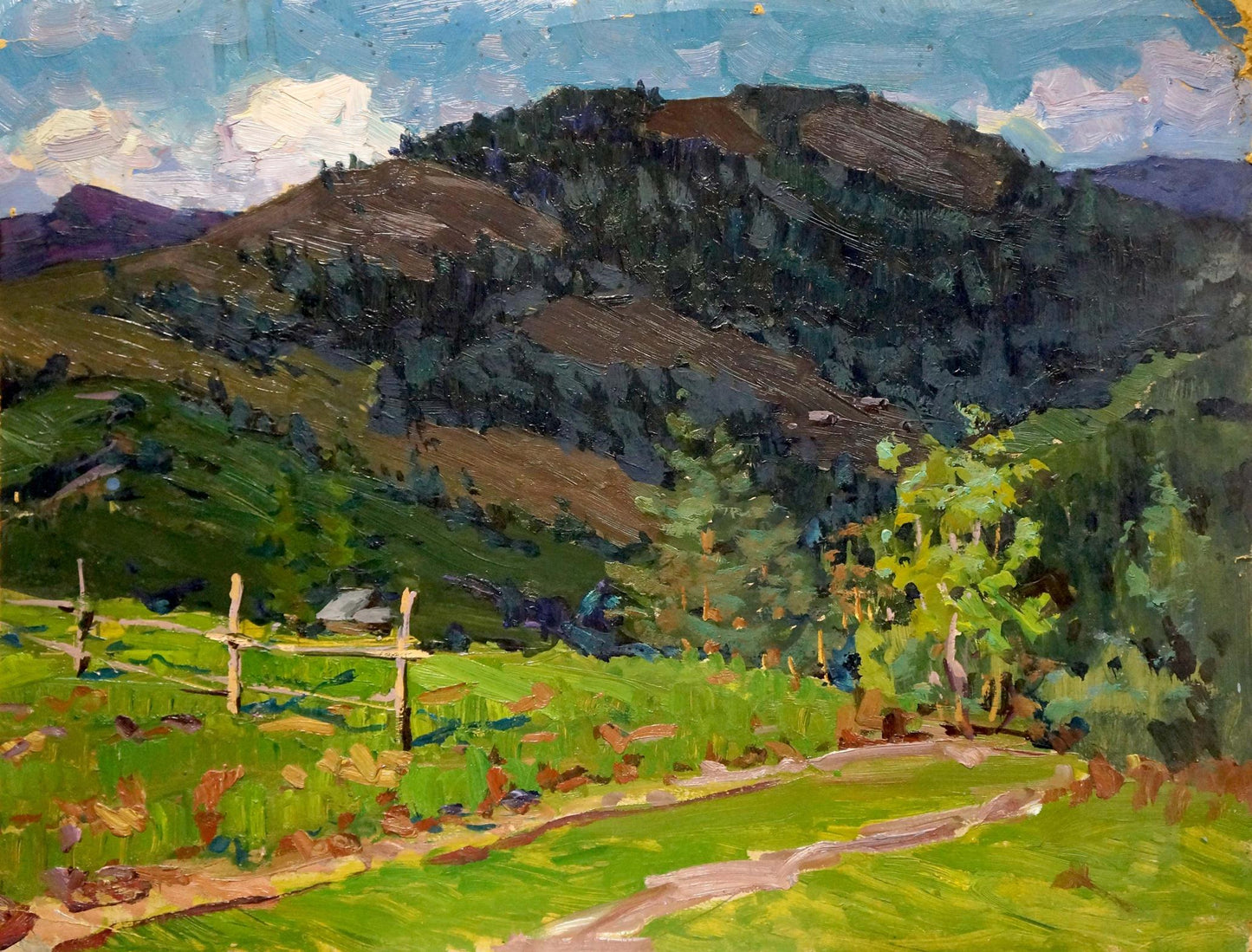 Vibrant impressionist oil painting Road to the Mountains by Fomin Anatoly Nikiforovich