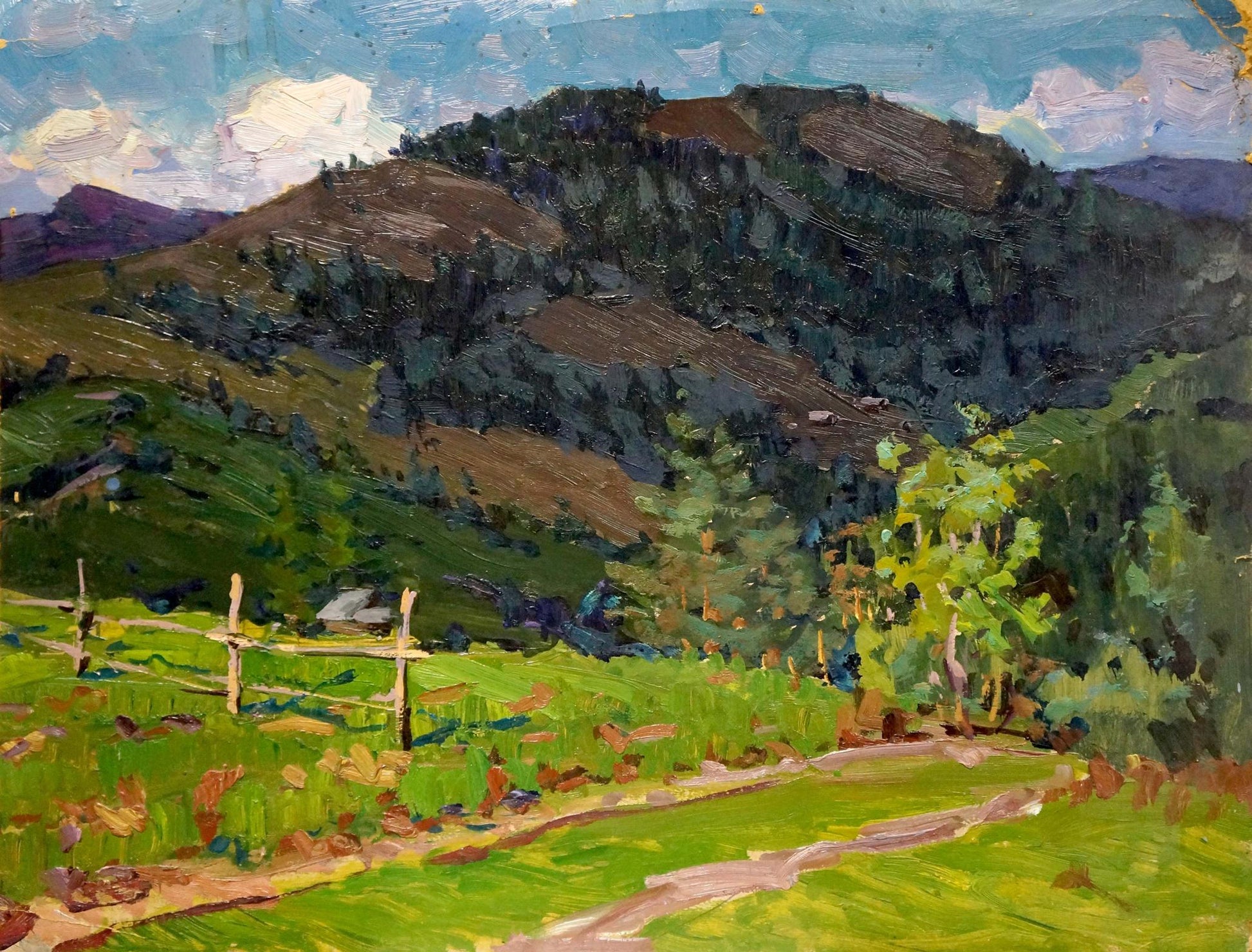 Vibrant impressionist oil painting Road to the Mountains by Fomin Anatoly Nikiforovich