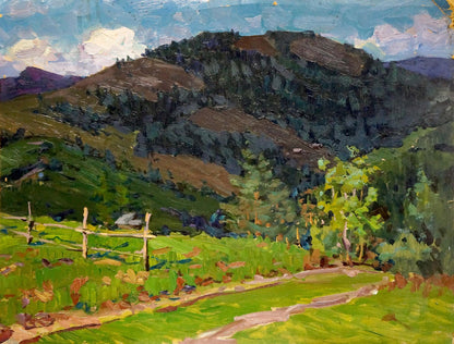 Vibrant impressionist oil painting Road to the Mountains by Fomin Anatoly Nikiforovich