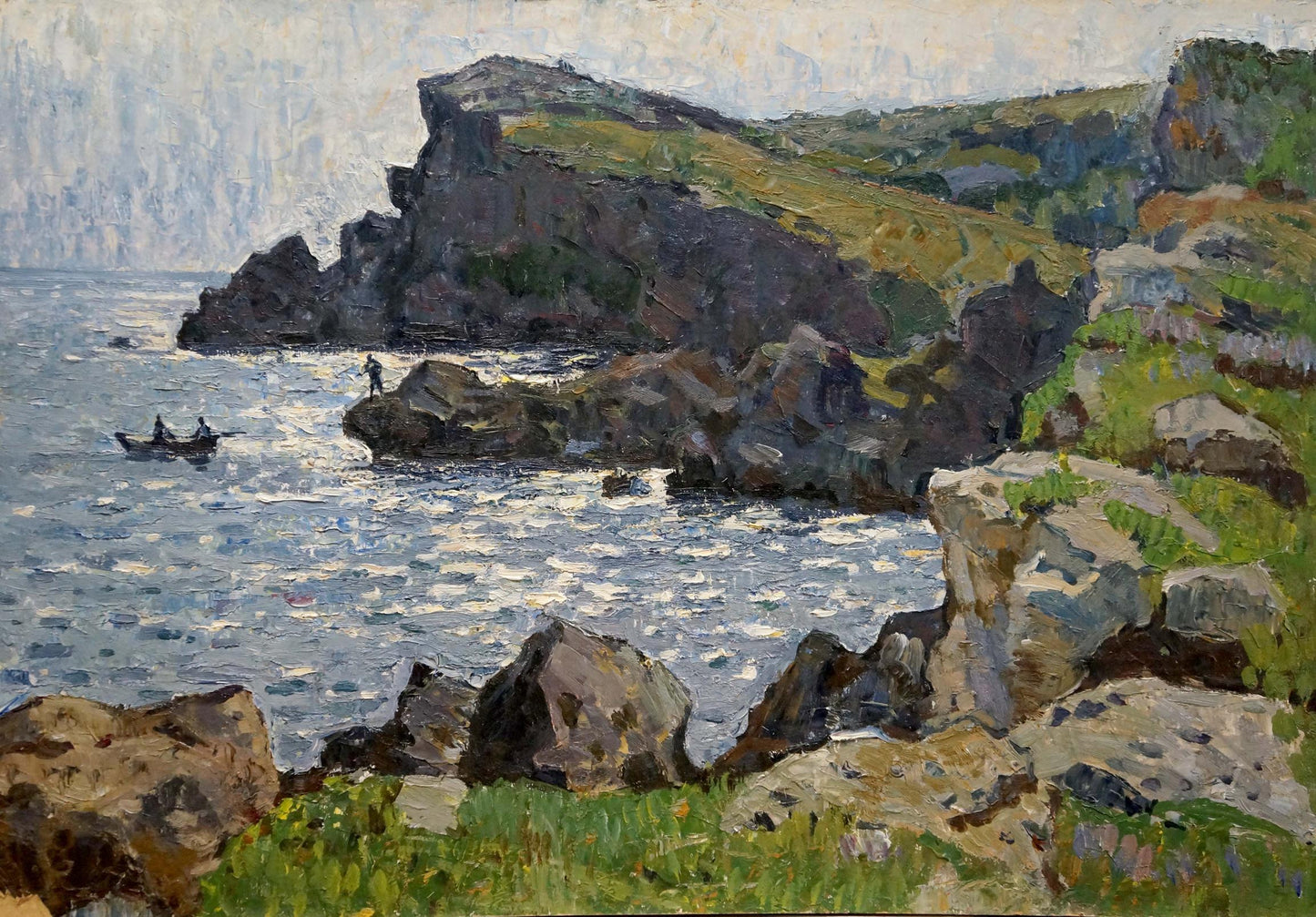 Oil painting of people by the shore by Konovalov Yuri Alexandrovich