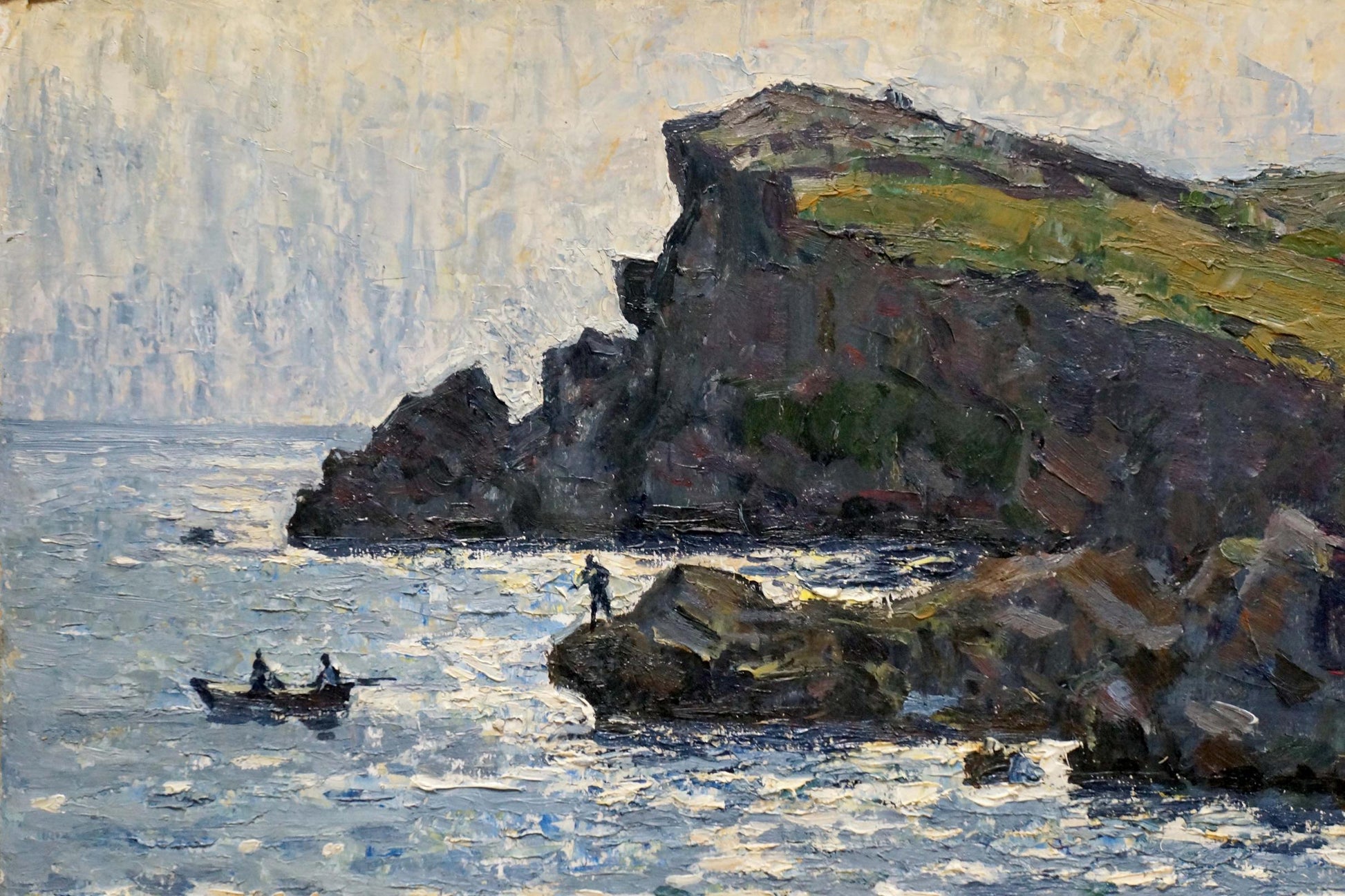 Oil painting by Konovalov Yuri Alexandrovich: rugged cliffside by the sea