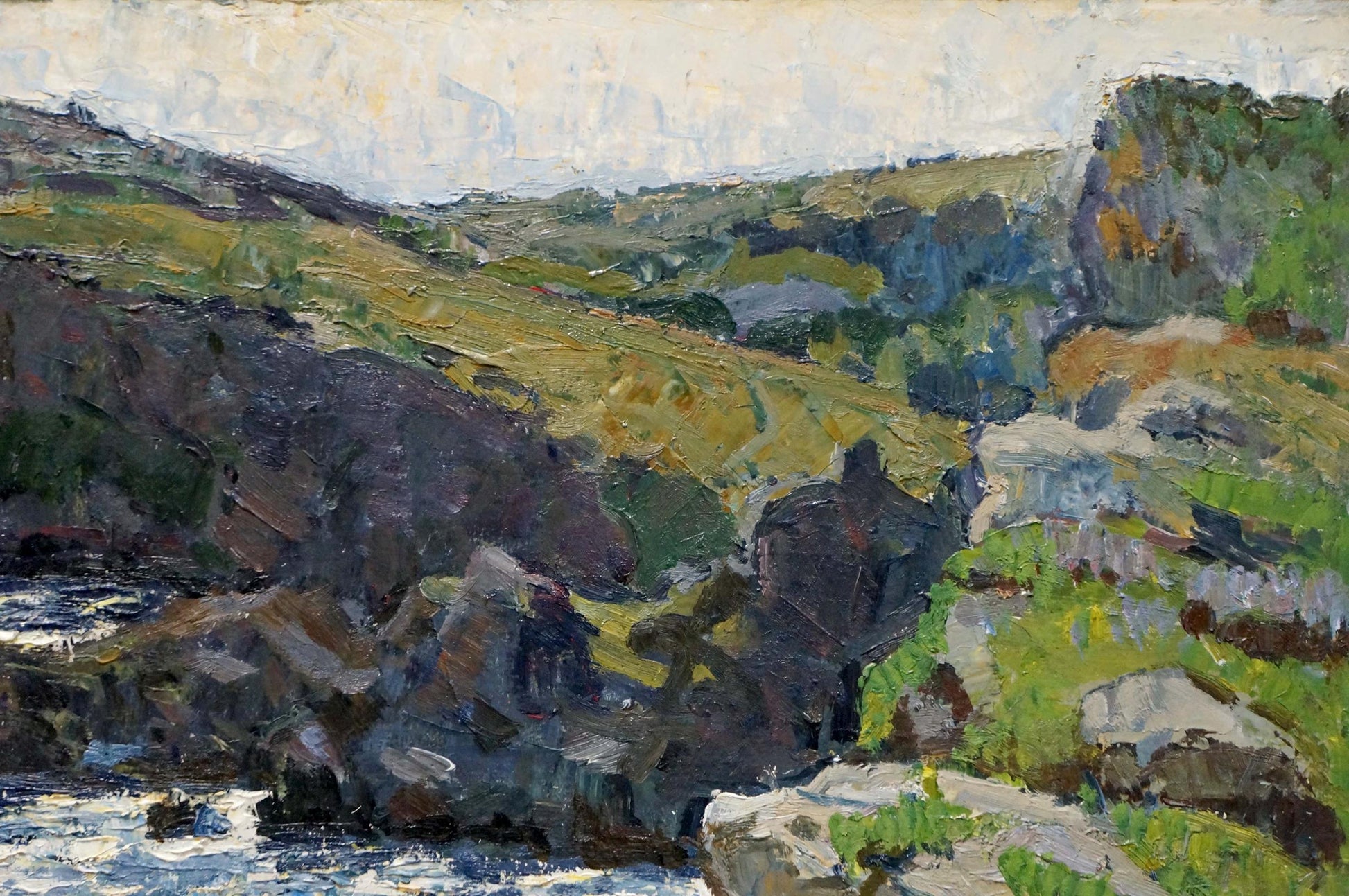 Oil painting of people by the shore by Konovalov Yuri Alexandrovich