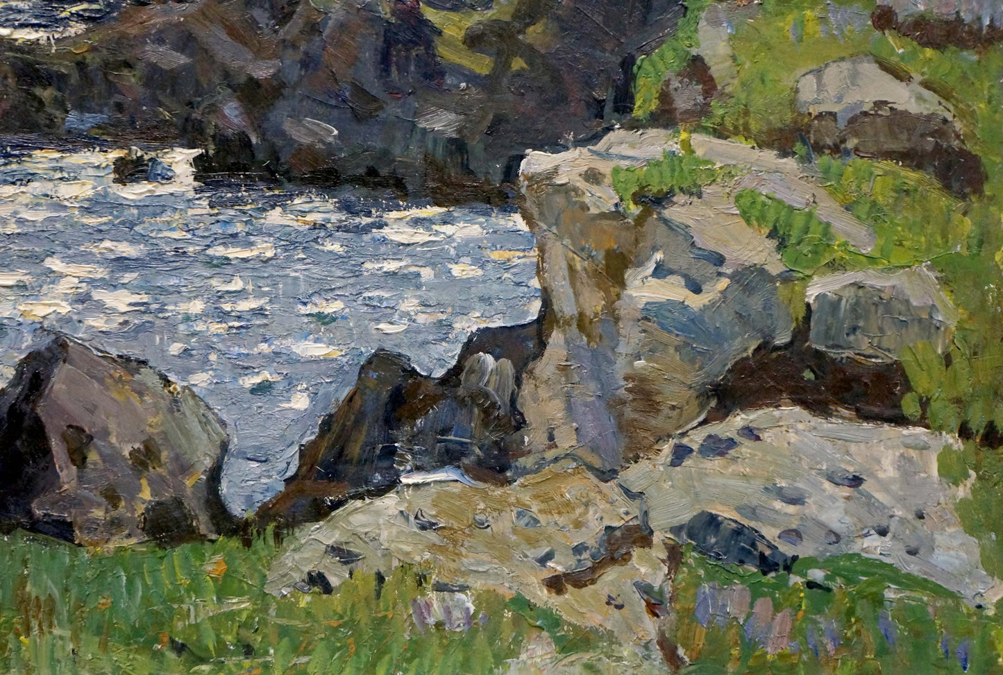 Impressionistic oil painting by Konovalov Yuri Alexandrovich of rocks and sea