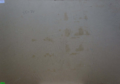 Back of 50x70 oil painting People fishing on beige textured wall