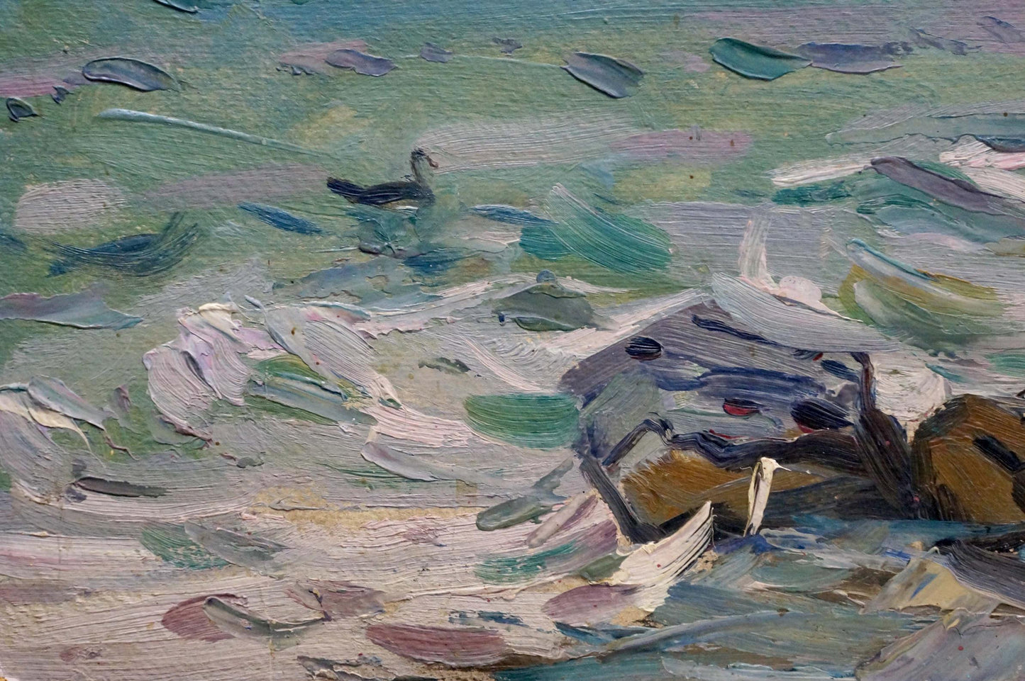 Oil painting Waves by Tyukha Ivan Andreevich, textured coastal scene