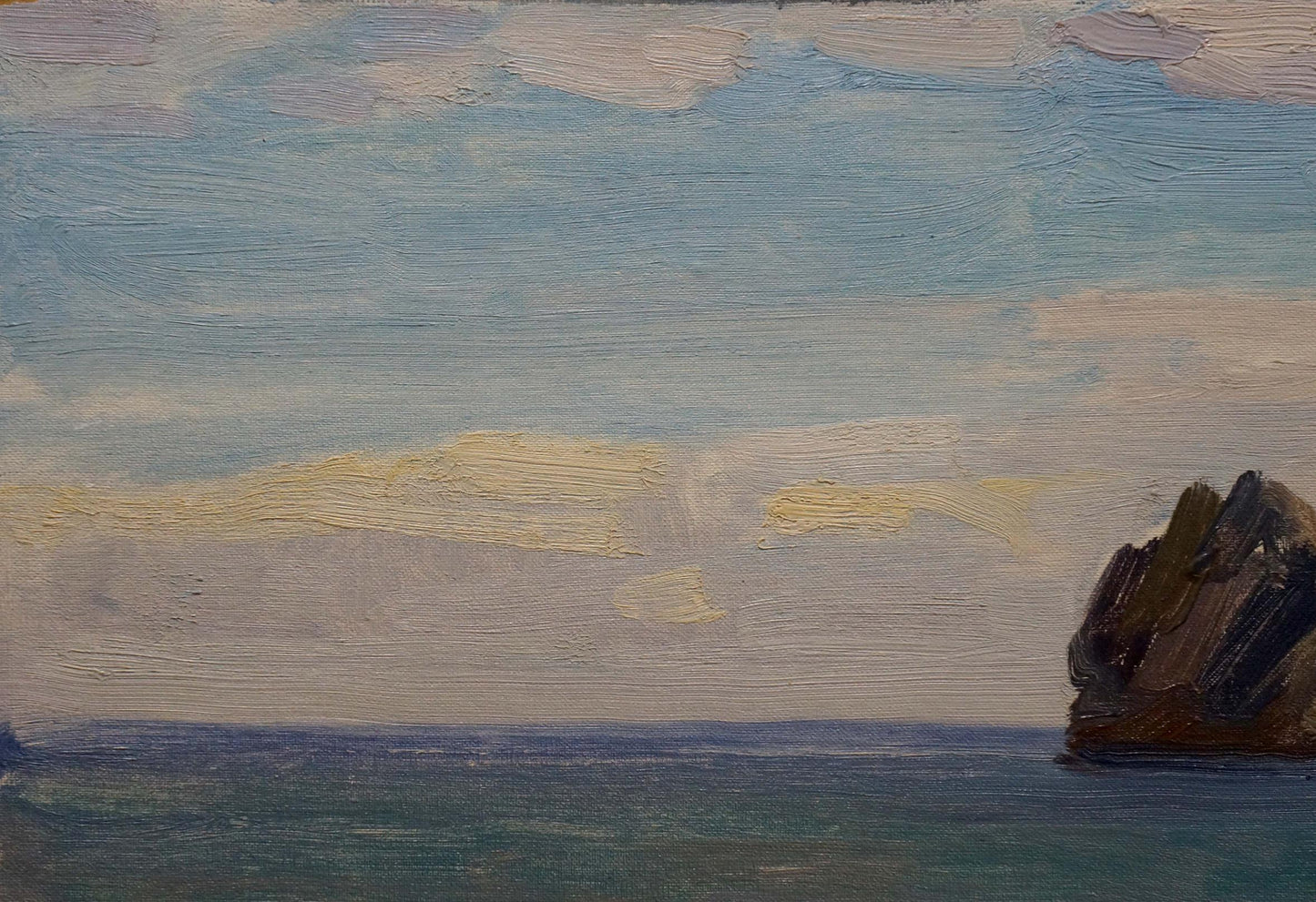 Oil painting of rock in sea by Konovalov Yuri Alexandrovich