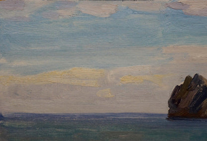 Oil painting of rock in sea by Konovalov Yuri Alexandrovich