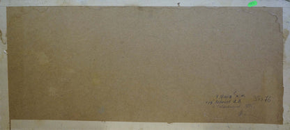 Back of beige textured canvas oil painting By the sea Levichev H.V. with signature