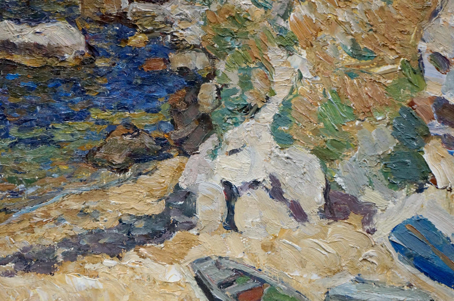 Oil painting Rocks by Konovalov Yuri Alexandrovich, textured rocky shoreline