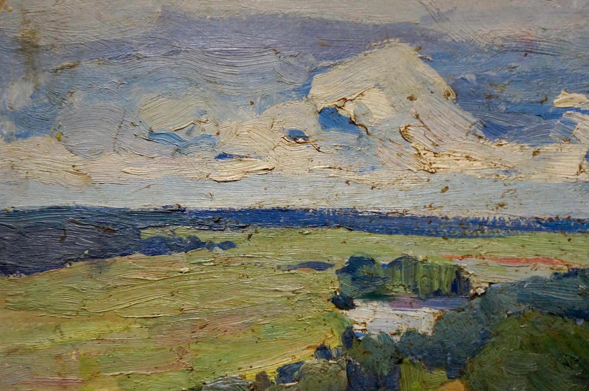 Impressionistic oil painting of mountains on a nasty day by Gantman Moisey Faibovich