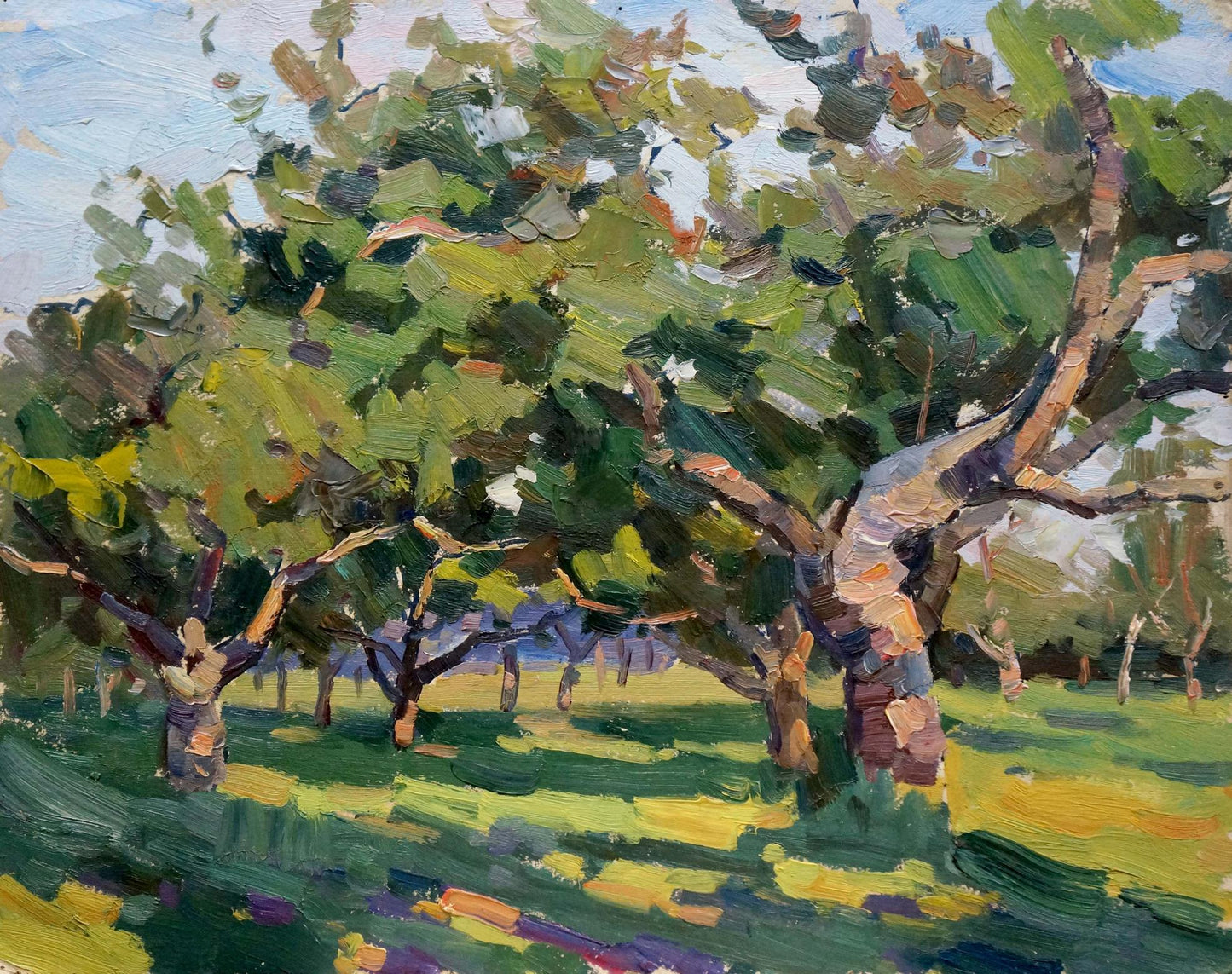 Vibrant impressionist oil painting of forest park by Martynov Nikolay Ustinovich