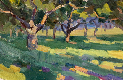 Vibrant impressionist oil painting of forest park by Martynov Nikolay Ustinovich