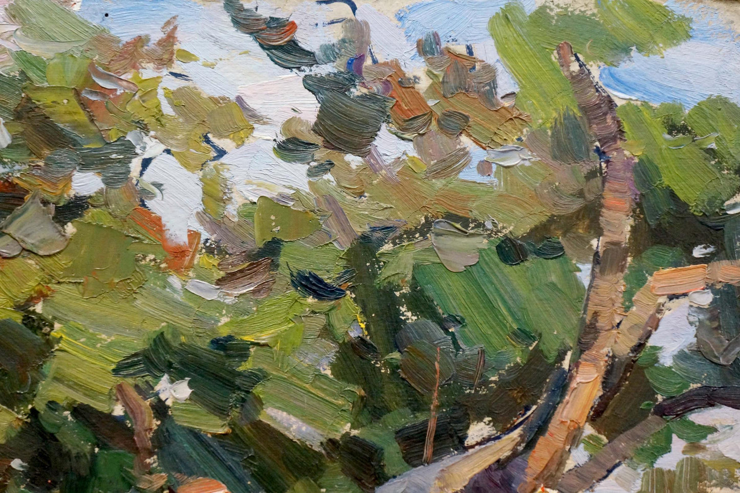 Oil painting Forest Park by Martynov Nikolay Ustinovich, lush green foliage