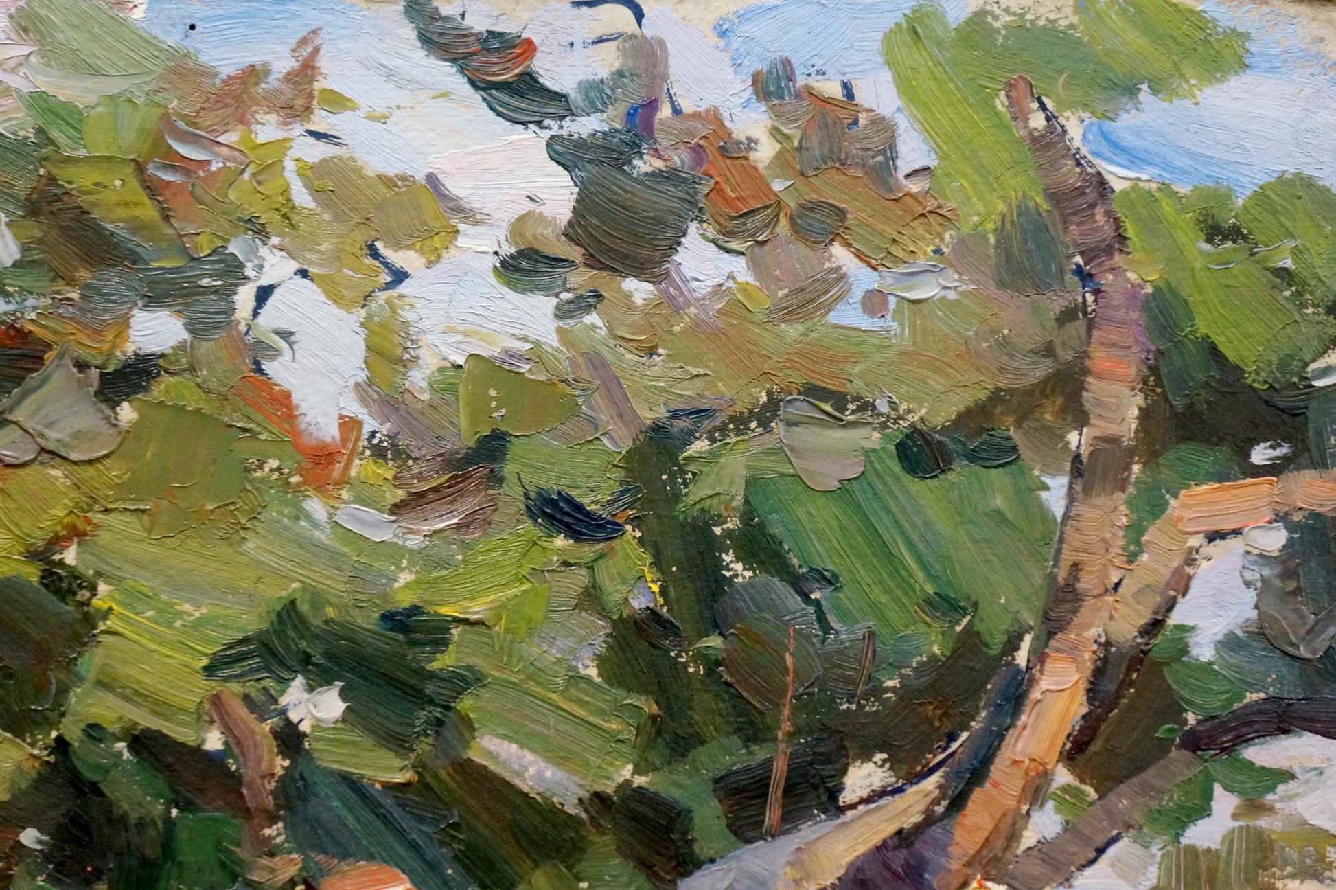 Oil painting Forest Park by Martynov Nikolay Ustinovich, lush green foliage