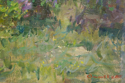 Vibrant impressionist oil painting of lilac blooms by Olkhov Vladimir Nikolaevich