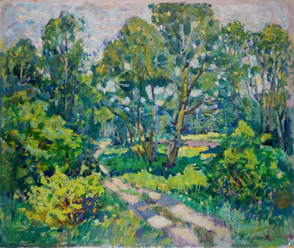 Vibrant impressionist oil painting Road in the Forest by Fashchenko Leonid Grigorievich