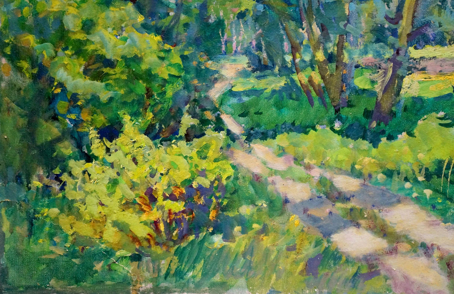Vibrant impressionist oil painting Road in the Forest by Fashchenko Leonid Grigorievich