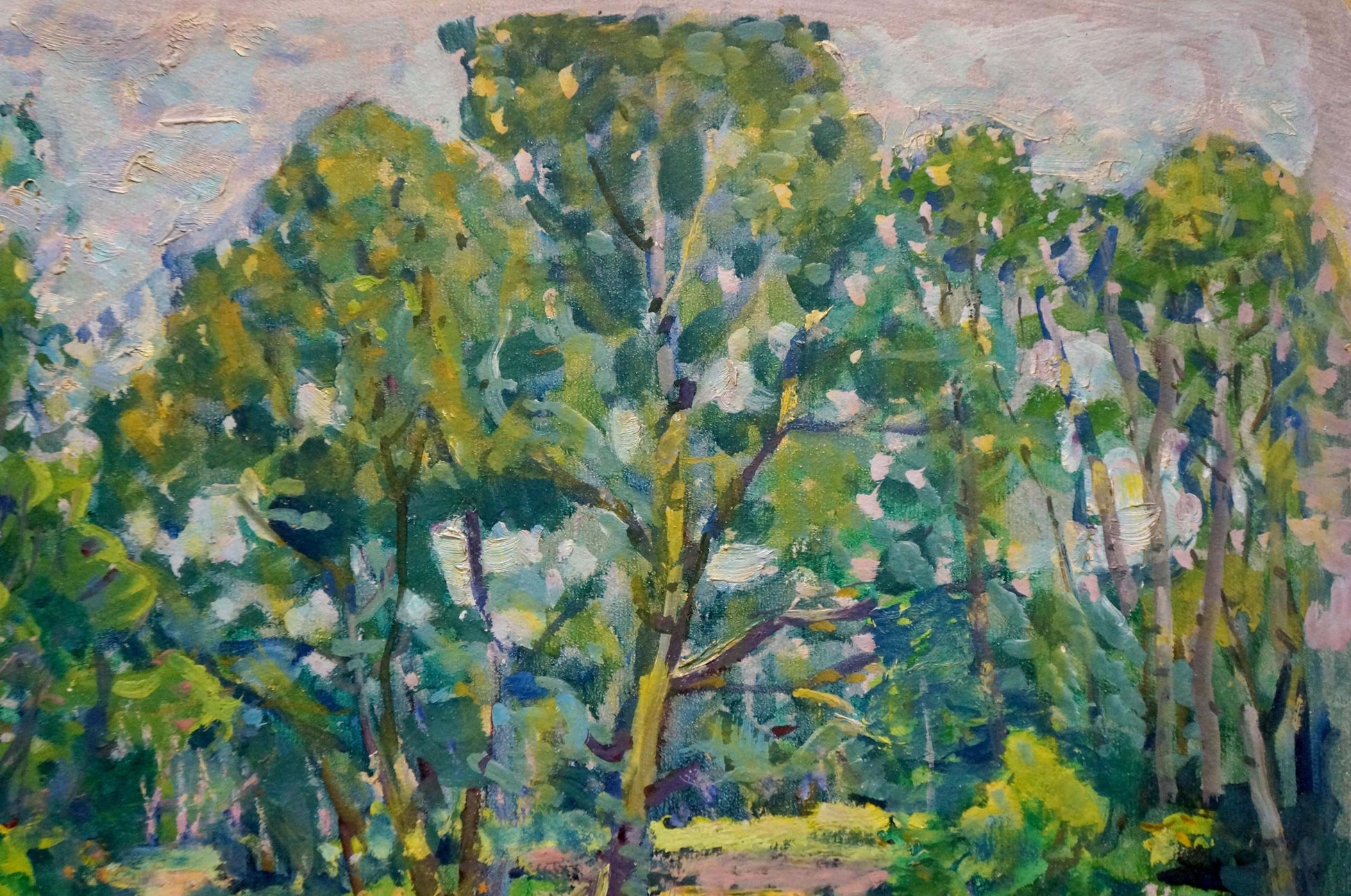 Vibrant impasto oil painting Road in the forest by Fashchenko Leonid Grigorievich