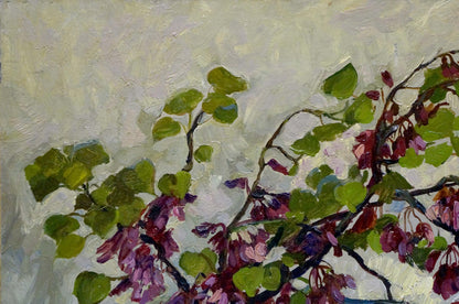 Oil painting Crimson Ostanny by Galina Afanasyevna: purple blossoms