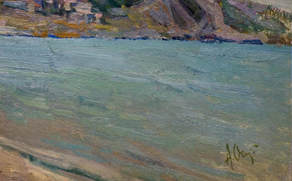 Textured impressionistic oil painting of Y. coastal scene by Osipov Alexander Yakovlevich