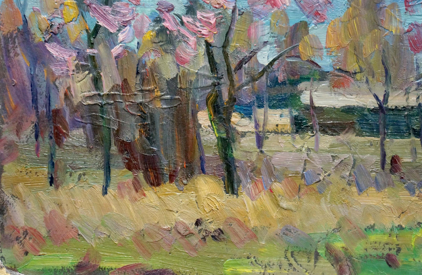 Oil painting Spring by Kolomoitsev Petr Mikhailovich, pink blossoms