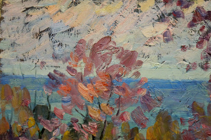Oil painting Spring by Kolomoitsev Petr Mikhailovich: pink orange blossoms
