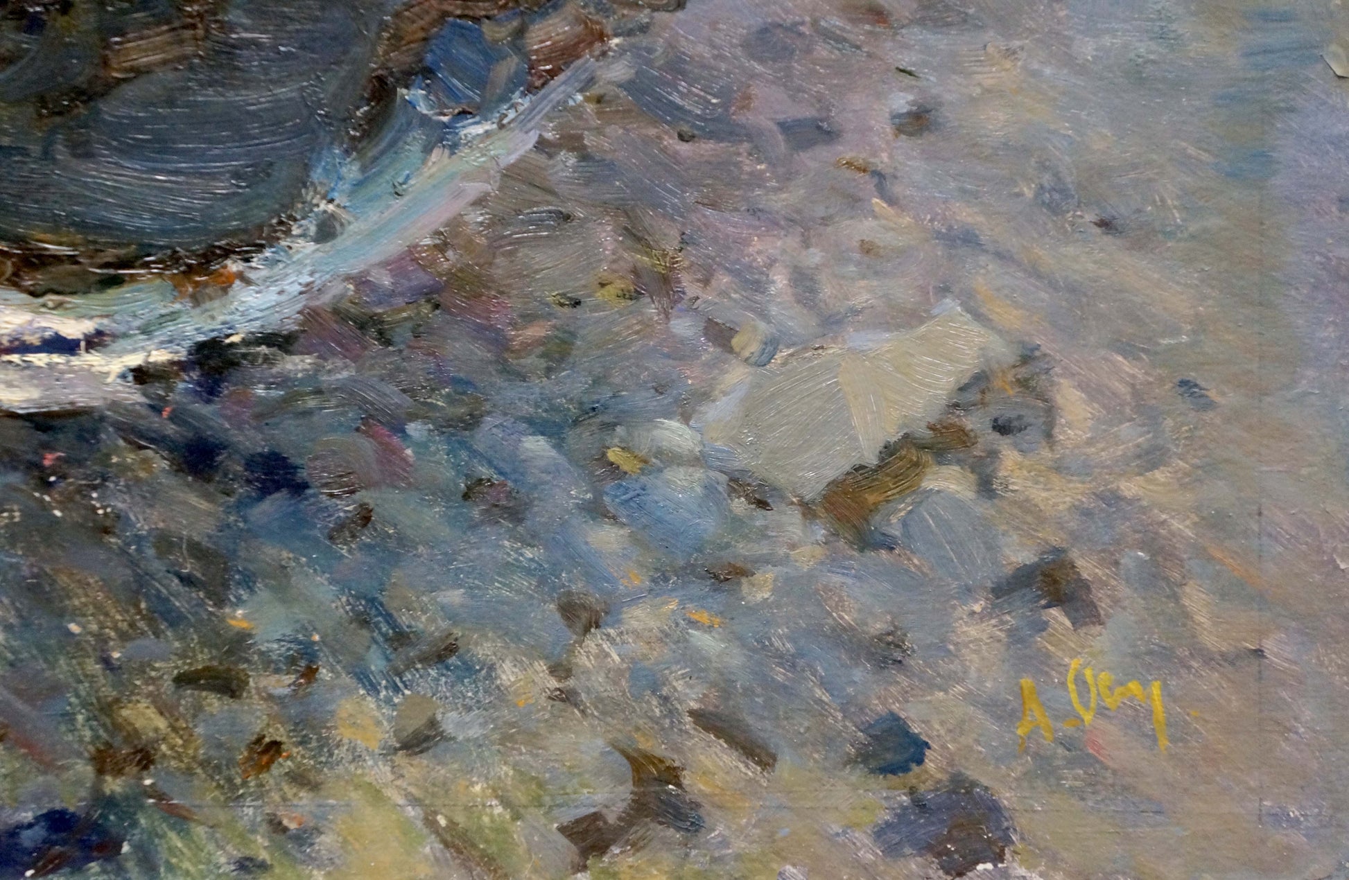 Oil painting Seascape by Osipov Alexander Yakovlevich in muted blues and grays