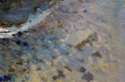 Oil painting Seascape by Osipov Alexander Yakovlevich in muted blues and grays