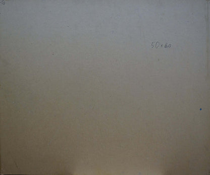 Back of Filippov Z.I. Rocky shore oil painting canvas with faint pencil marks and blue dot