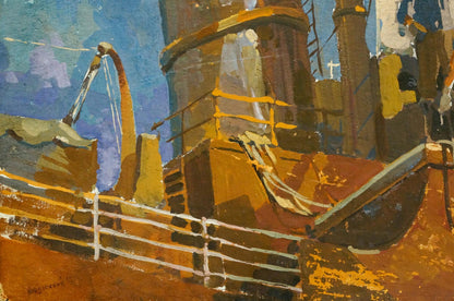 Oil painting Sailors go by Kordonsky Martin-Vigdor Leibovich, ship deck