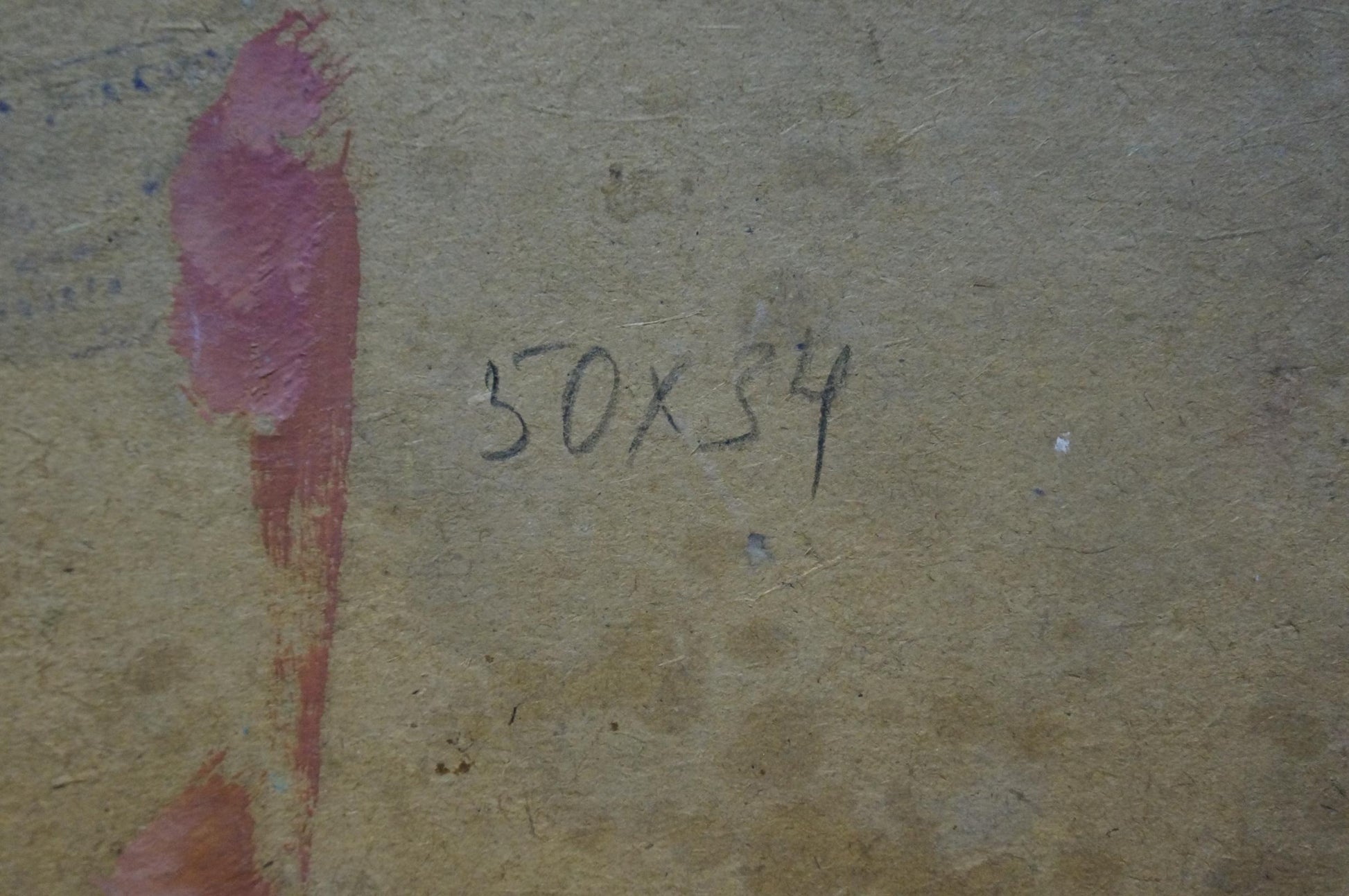 Faded pink paint smear on textured beige surface in Oil painting Royal room