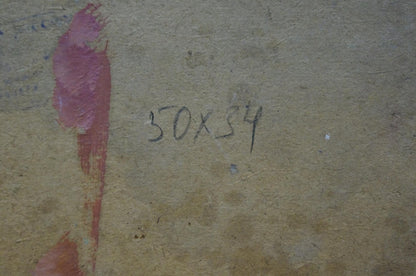 Faded pink paint smear on textured beige surface in Oil painting Royal room