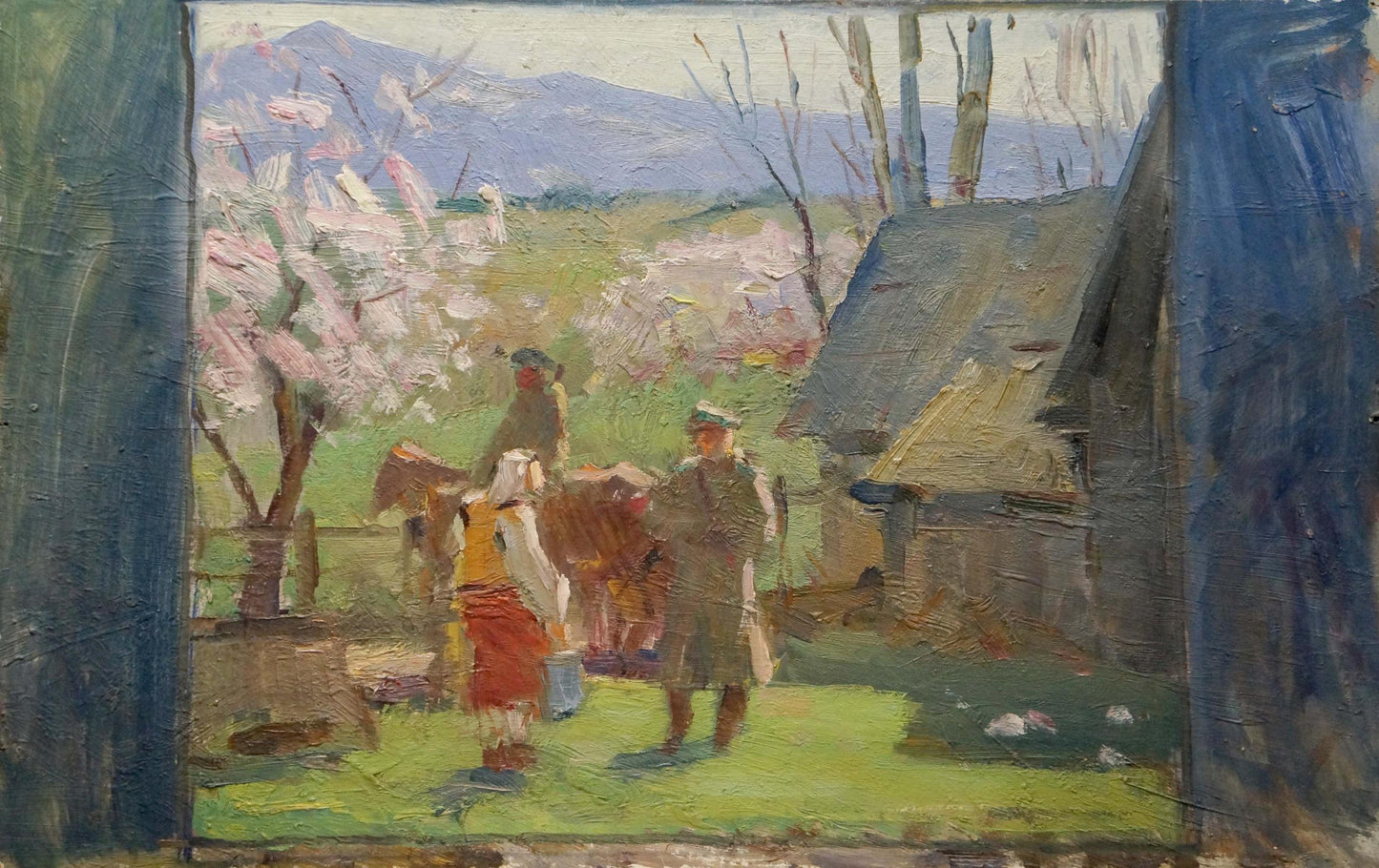 Oil painting by Bazylev Nikolay Ivanovich: rustic blue doorframe