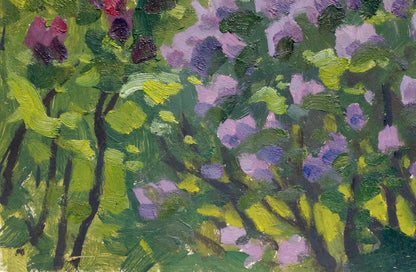 Vibrant impressionist oil painting of flowering bush by Yuri Ivanovich Khimich
