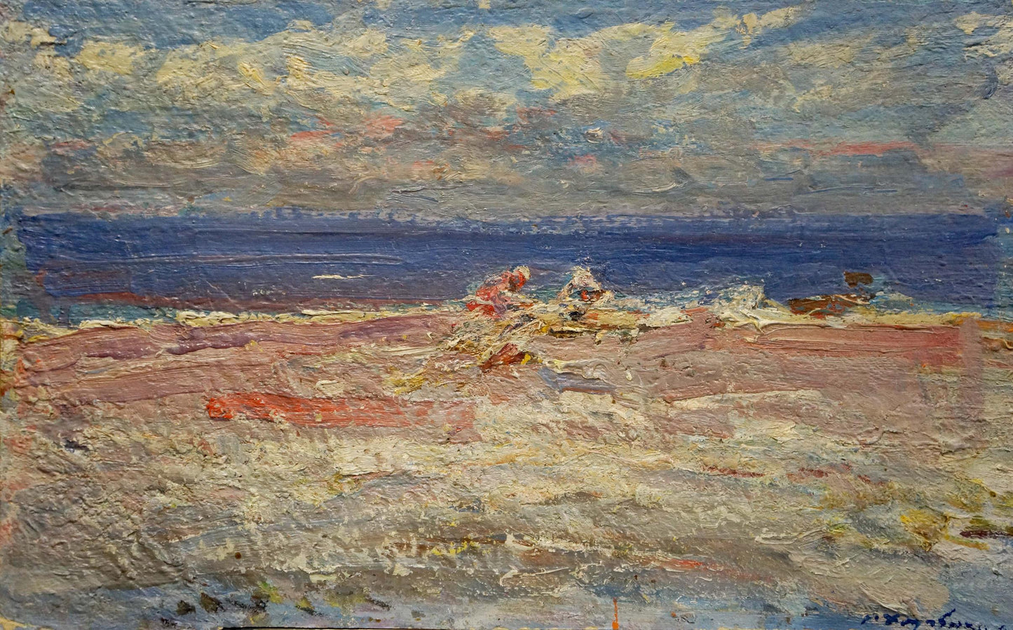 Impressionistic oil painting of beach scene by Khodchenko Lev Pavlovich