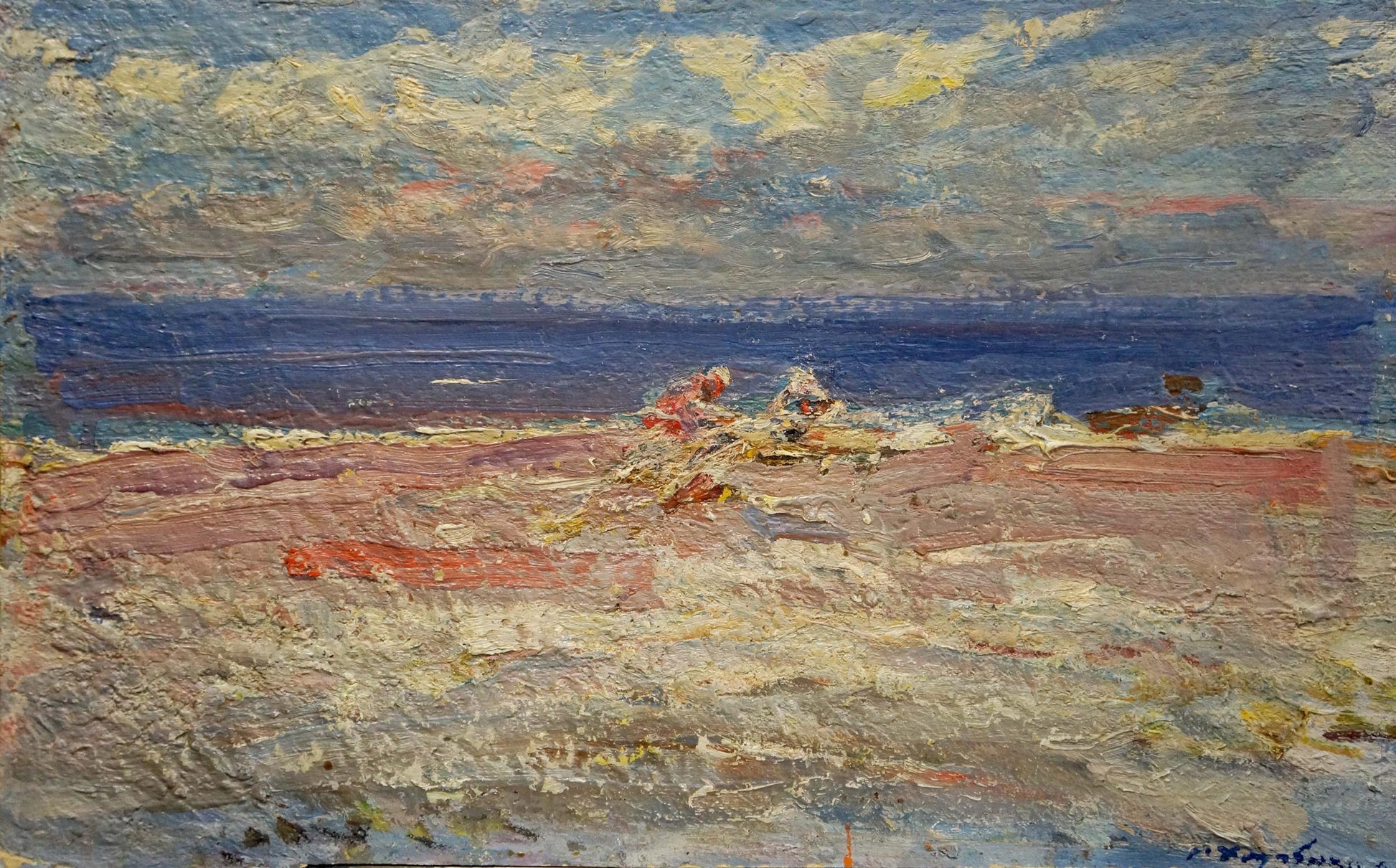Impressionistic oil painting of beach scene by Khodchenko Lev Pavlovich