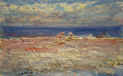 Impressionistic oil painting of beach scene by Khodchenko Lev Pavlovich